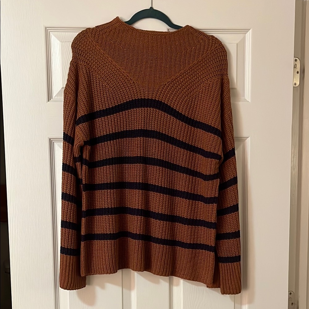 By Together Brown and Black Striped Turtleneck Sweater